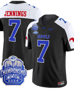 Kevin Jennings Jersey #7 SMU Mustangs 2024 ACC Championship Patch Stitched Football