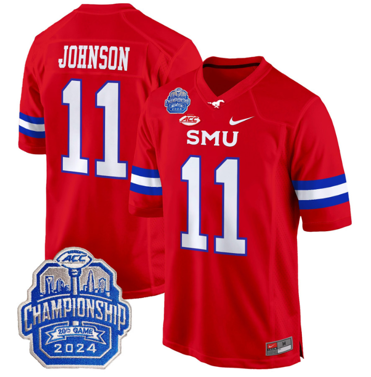 LJ Johnson Jr Jersey #11 SMU Mustangs 2024 ACC Championship Patch Stitched Football 3 LJ Johnson Jr Jersey #11 SMU Mustangs 2024 ACC Championship Patch Stitched Football - Image 3