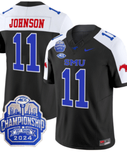 LJ Johnson Jr Jersey #11 SMU Mustangs 2024 ACC Championship Patch Stitched Football