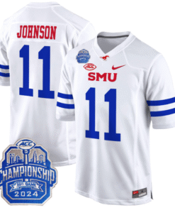 Alternative view of LJ Johnson Jr Jersey #11 SMU Mustangs 2024 ACC Championship Patch Stitched Football