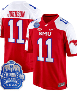 LJ Johnson Jr Jersey #11 SMU Mustangs 2024 ACC Championship Patch Stitched Football 10 LQGC9EP