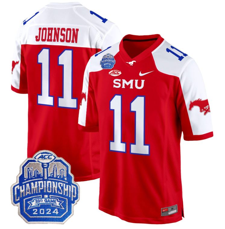 LJ Johnson Jr Jersey #11 SMU Mustangs 2024 ACC Championship Patch Stitched Football 4 LJ Johnson Jr Jersey #11 SMU Mustangs 2024 ACC Championship Patch Stitched Football - Image 4