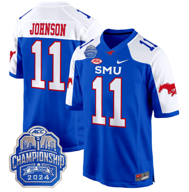 LJ Johnson Jr Jersey #11 SMU Mustangs 2024 ACC Championship Patch Stitched Football 6 LJ Johnson Jr Jersey #11 SMU Mustangs 2024 ACC Championship Patch Stitched Football - Image 6