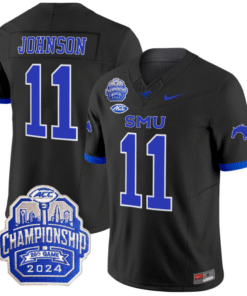 LJ Johnson Jr Jersey #11 SMU Mustangs 2024 ACC Championship Patch Stitched Football 13 LZBEAFF