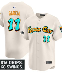 Maikel Garcia Jersey 11 Kansas City Royals Graffiti Crown Drop Stitched Cream