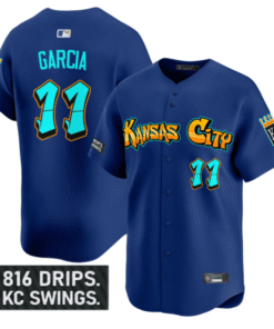 Maikel Garcia Jersey 11 Kansas City Royals Graffiti Crown Drop Stitched Royal