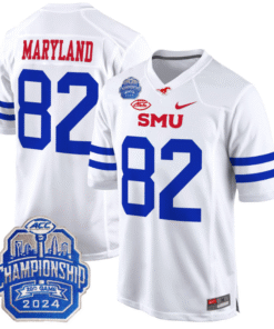 Alternative view of RJ Maryland Jersey #82 SMU Mustangs 2024 ACC Championship Patch Stitched Football