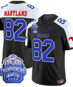 RJ Maryland Jersey #82 SMU Mustangs 2024 ACC Championship Patch Stitched Football