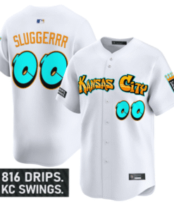 Alternative view of Sluggerrr Jersey #00 Kansas City Royals Graffiti Crown Drop Stitched Baseball