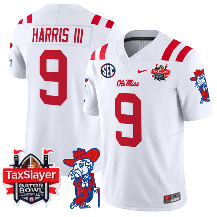 Tre Harris Jersey #9 Ole Miss Rebels 2025 Gator Bowl Patch 2024 Stitched Football 2 Tre Harris Jersey #9 Ole Miss Rebels 2025 Gator Bowl Patch 2024 Stitched Football - Image 2