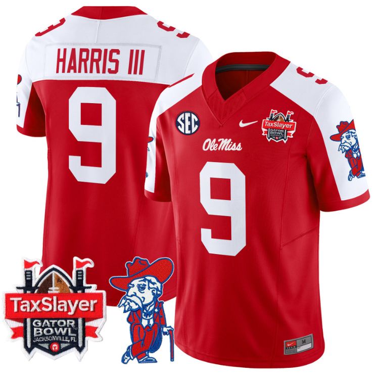 Tre Harris Jersey #9 Ole Miss Rebels 2025 Gator Bowl Patch 2024 Stitched Football 4 Tre Harris Jersey #9 Ole Miss Rebels 2025 Gator Bowl Patch 2024 Stitched Football - Image 4