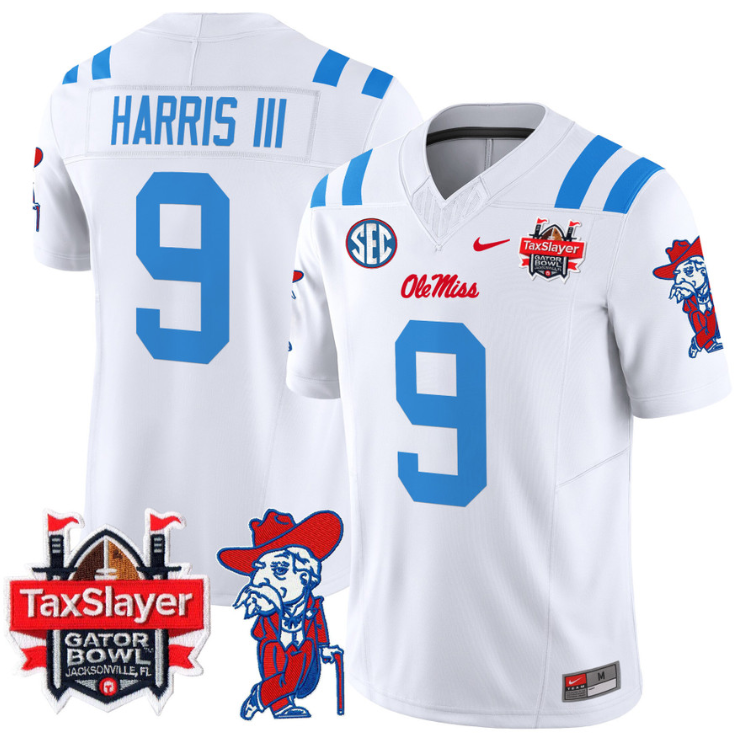 Tre Harris Jersey #9 Ole Miss Rebels 2025 Gator Bowl Patch 2024 Stitched Football 1 Tre Harris Jersey #9 Ole Miss Rebels 2025 Gator Bowl Patch 2024 Stitched Football