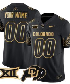 Custom Colorado Buffaloes Jersey Big 12 XII Patch Gold Vapor Limited - All Stitched