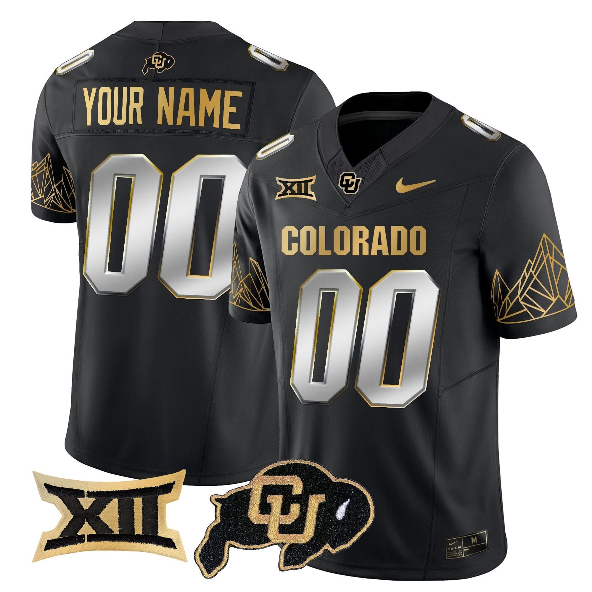 Custom Colorado Buffaloes Jersey Big 12 XII Patch Gold Vapor Limited - All Stitched 2 Custom Colorado Buffaloes Jersey Big 12 XII Patch Gold Vapor Limited - All Stitched - Image 2