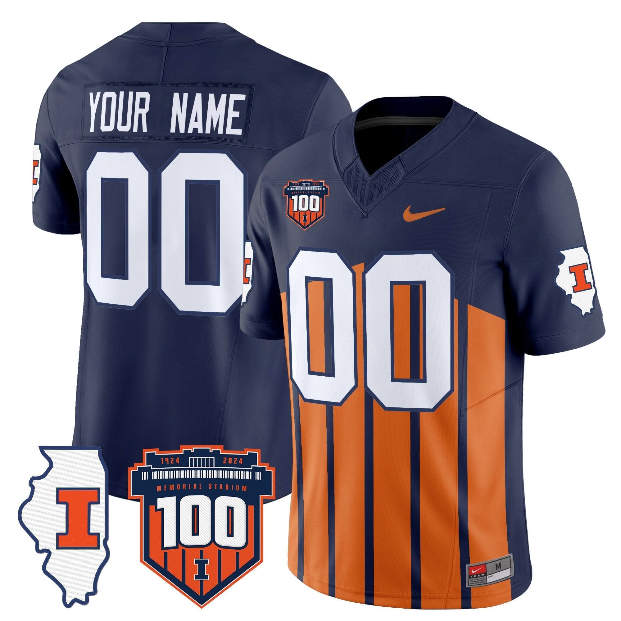 Custom Illinois Fighting Illini Jersey 100th Memorial Stadium Patch Vapor Limited - All Stitched 12 172716562431fe18845b d502c305 1633 415b 8672 ef282703488f 2