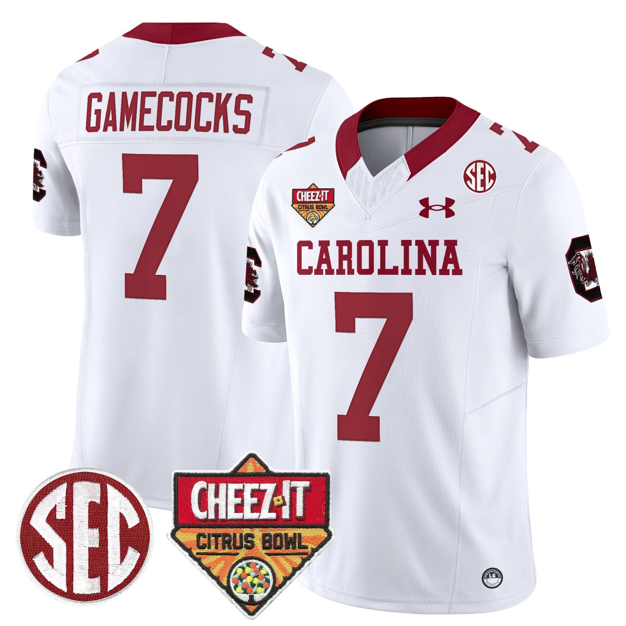 South Carolina Gamecocks 1980 Throwback Cheez-It Citrus Bowl Patch Vapor Limited Jersey - All Stitched 15 South Carolina Gamecocks 1980 Throwback Cheez-It Citrus Bowl Patch Vapor Limited Jersey - All Stitched - Image 15