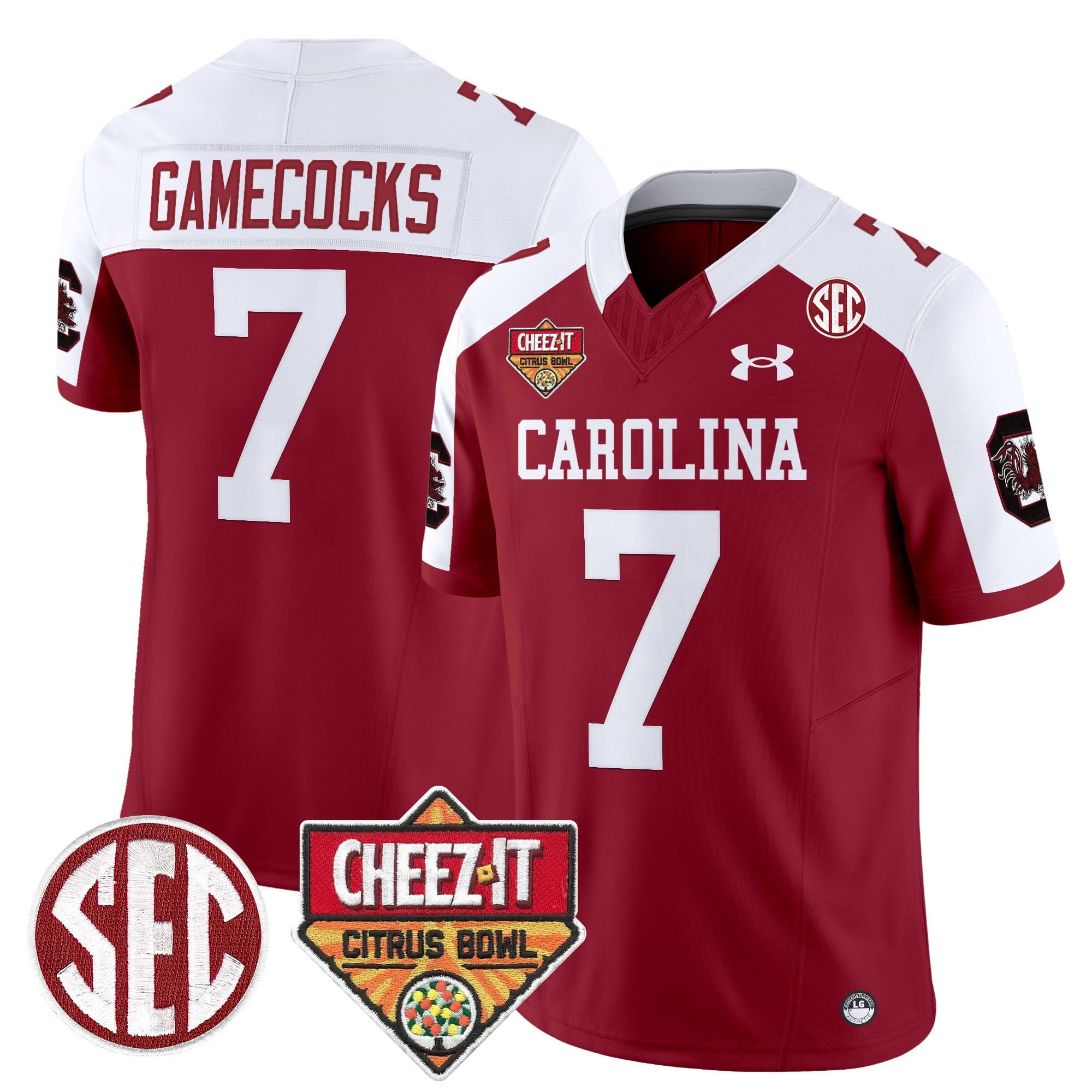 South Carolina Gamecocks 1980 Throwback Cheez-It Citrus Bowl Patch Vapor Limited Jersey - All Stitched 24 South Carolina Gamecocks 1980 Throwback Cheez-It Citrus Bowl Patch Vapor Limited Jersey - All Stitched - Image 24