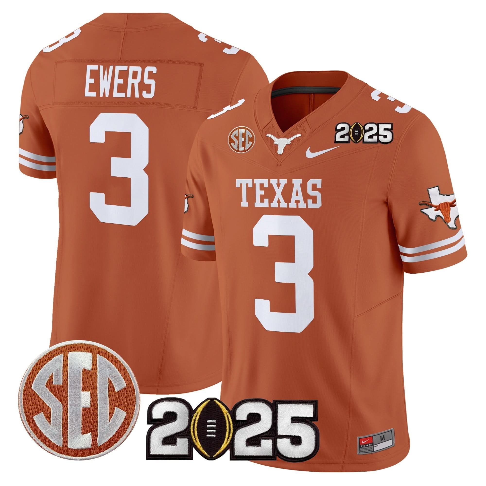 Texas Longhorns 2025 CFP Final Patch Vapor Limited Jersey - All Stitched 21 Texas Longhorns 2025 CFP Final Patch Vapor Limited Jersey - All Stitched - Image 21
