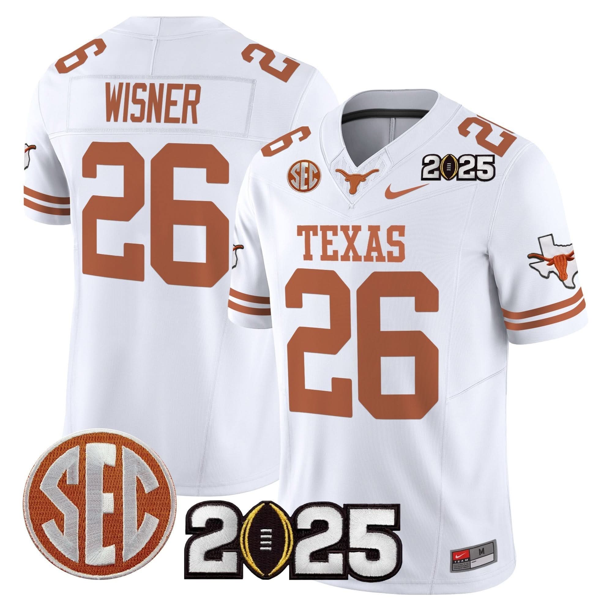 Texas Longhorns 2025 CFP Final Patch Vapor Limited Jersey - All Stitched 38 Texas Longhorns 2025 CFP Final Patch Vapor Limited Jersey - All Stitched - Image 38