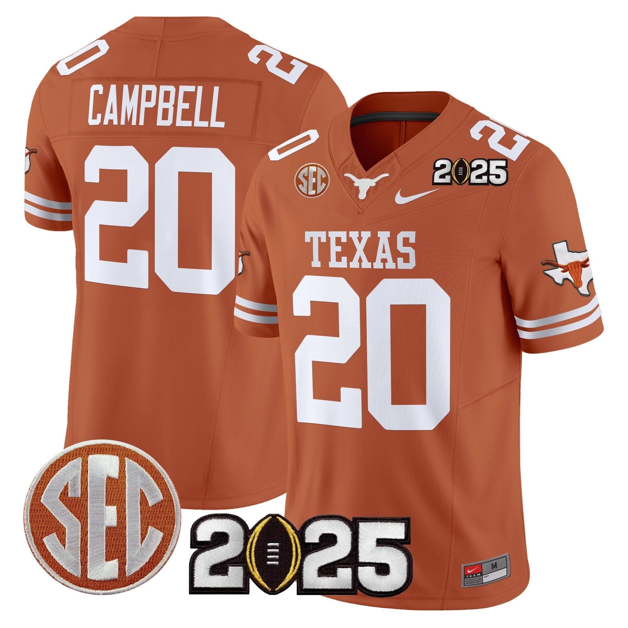 Texas Longhorns 2025 CFP Final Patch Vapor Limited Jersey - All Stitched 27 Texas Longhorns 2025 CFP Final Patch Vapor Limited Jersey - All Stitched - Image 27