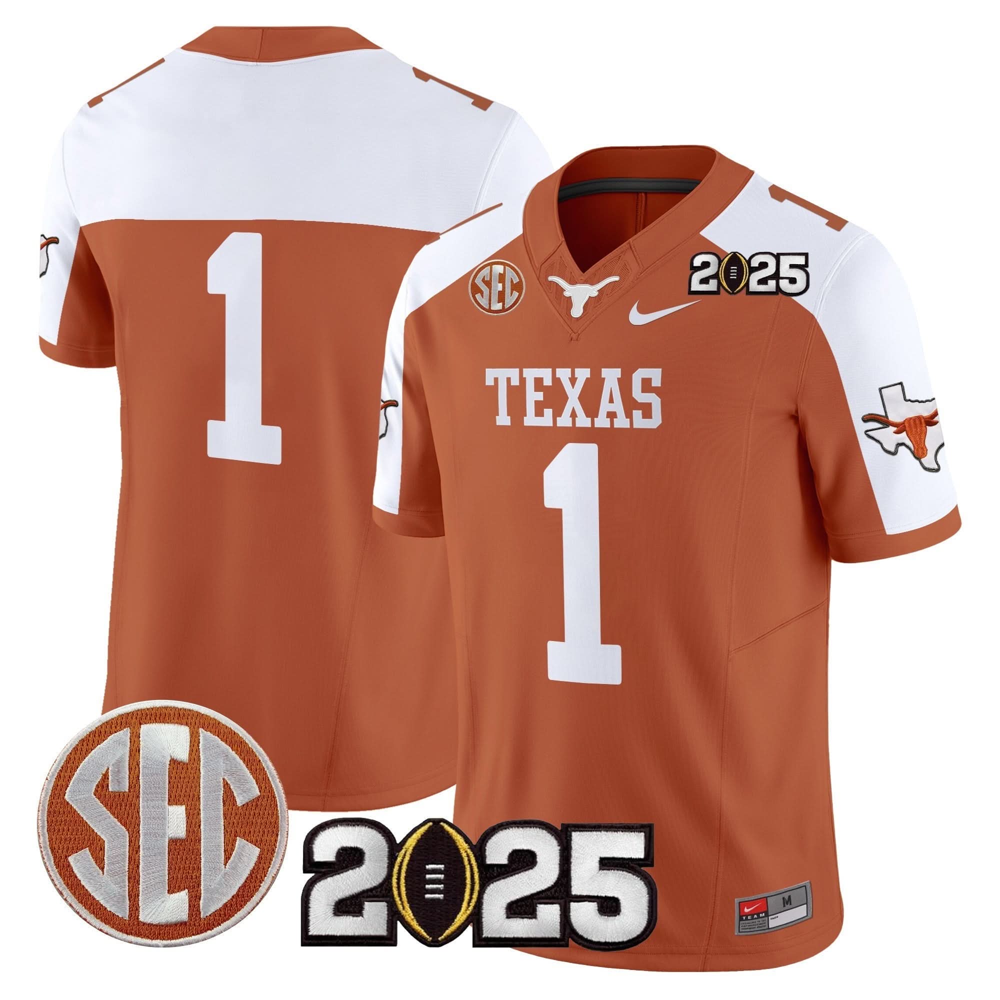Texas Longhorns 2025 CFP Final Patch Vapor Limited Jersey - All Stitched 10 Texas Longhorns 2025 CFP Final Patch Vapor Limited Jersey - All Stitched - Image 10