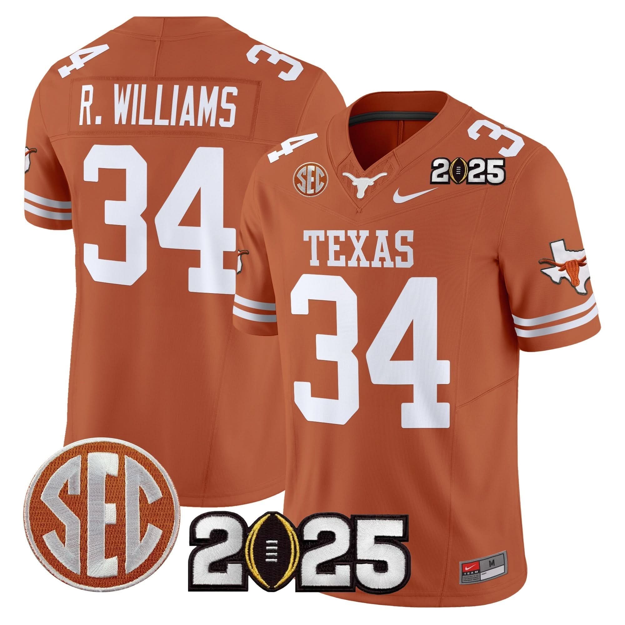 Texas Longhorns 2025 CFP Final Patch Vapor Limited Jersey - All Stitched 24 Texas Longhorns 2025 CFP Final Patch Vapor Limited Jersey - All Stitched - Image 24