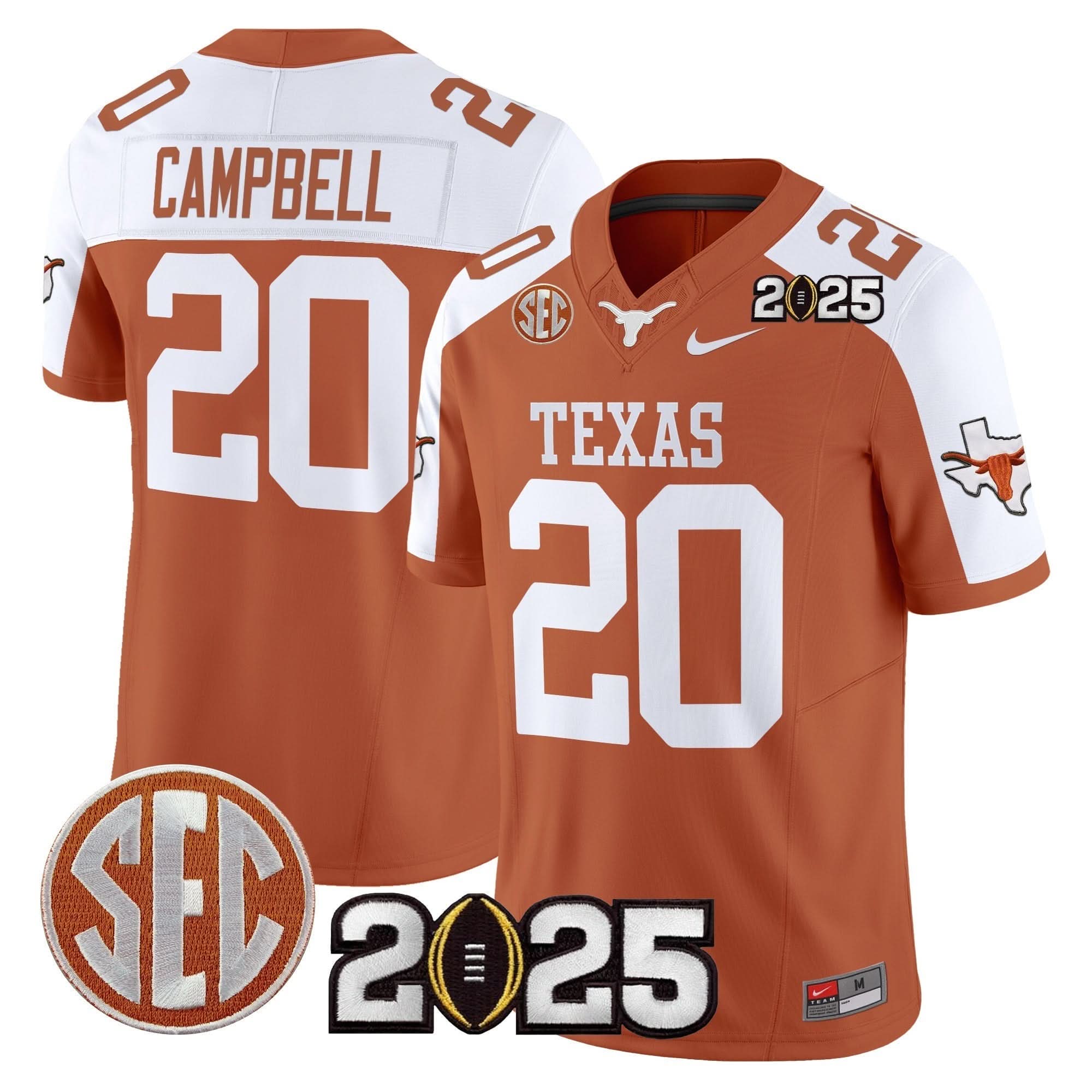 Texas Longhorns 2025 CFP Final Patch Vapor Limited Jersey - All Stitched 7 Texas Longhorns 2025 CFP Final Patch Vapor Limited Jersey - All Stitched - Image 7