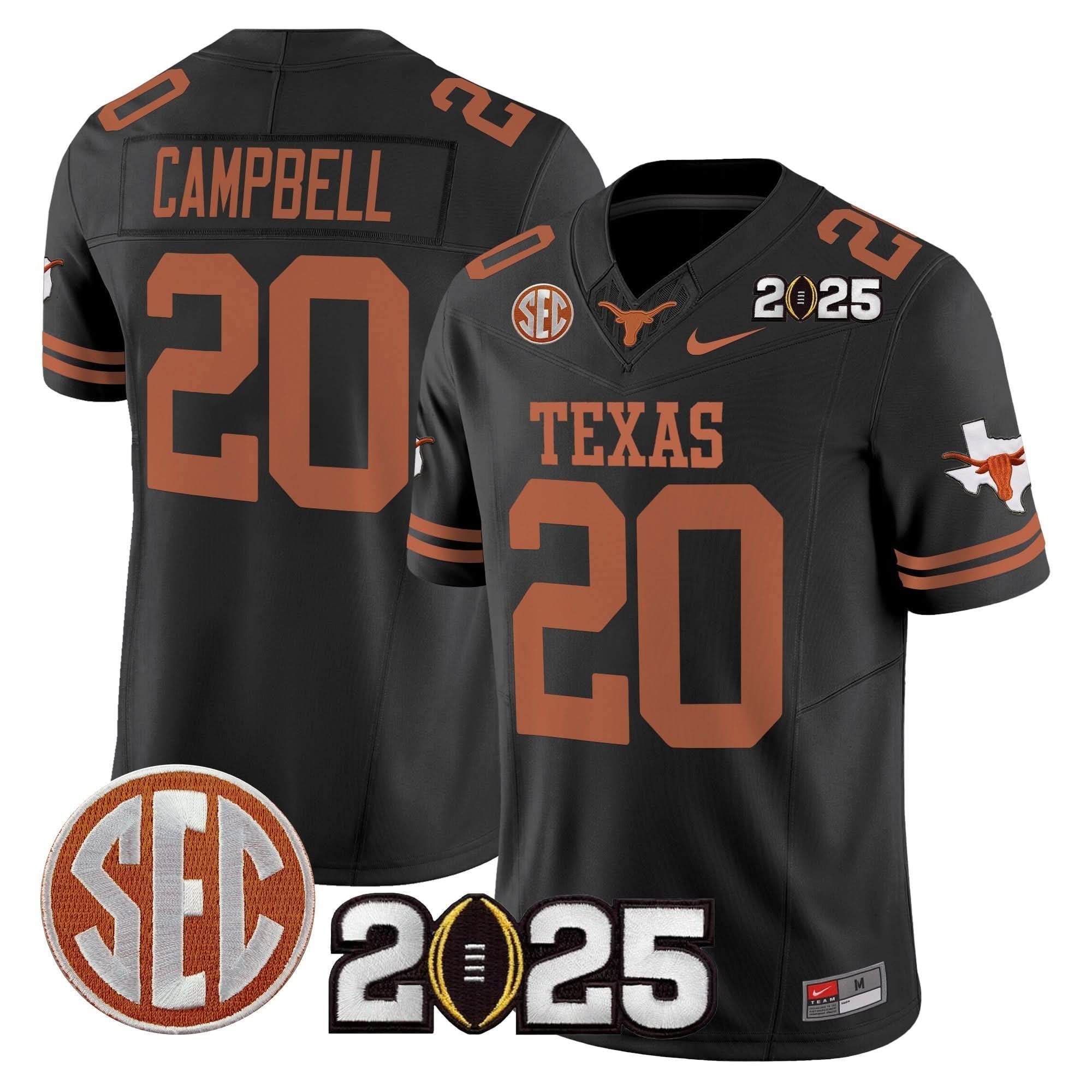 Texas Longhorns 2025 CFP Final Patch Vapor Limited Jersey - All Stitched 17 Texas Longhorns 2025 CFP Final Patch Vapor Limited Jersey - All Stitched - Image 17