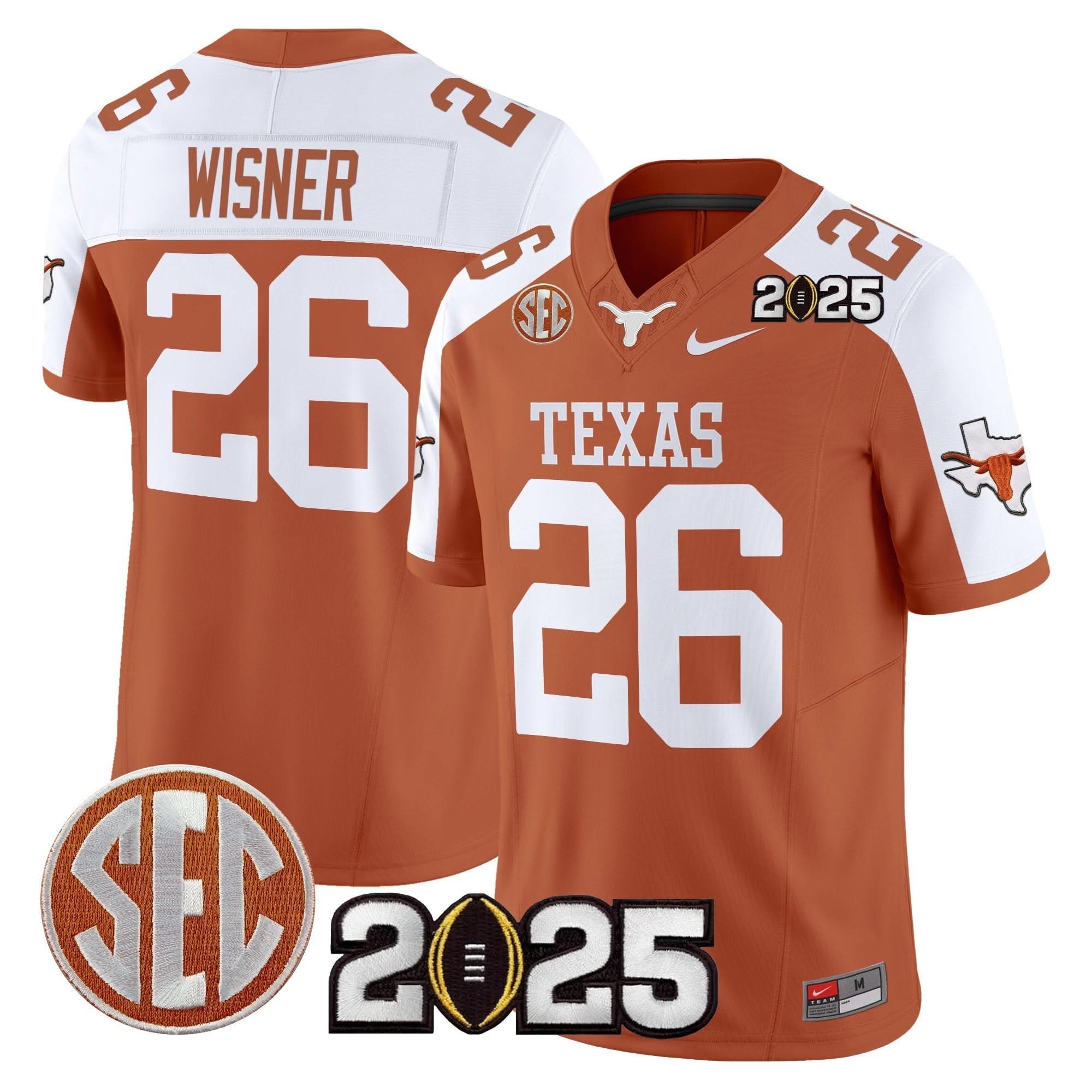 Texas Longhorns 2025 CFP Final Patch Vapor Limited Jersey - All Stitched 8 Texas Longhorns 2025 CFP Final Patch Vapor Limited Jersey - All Stitched - Image 8