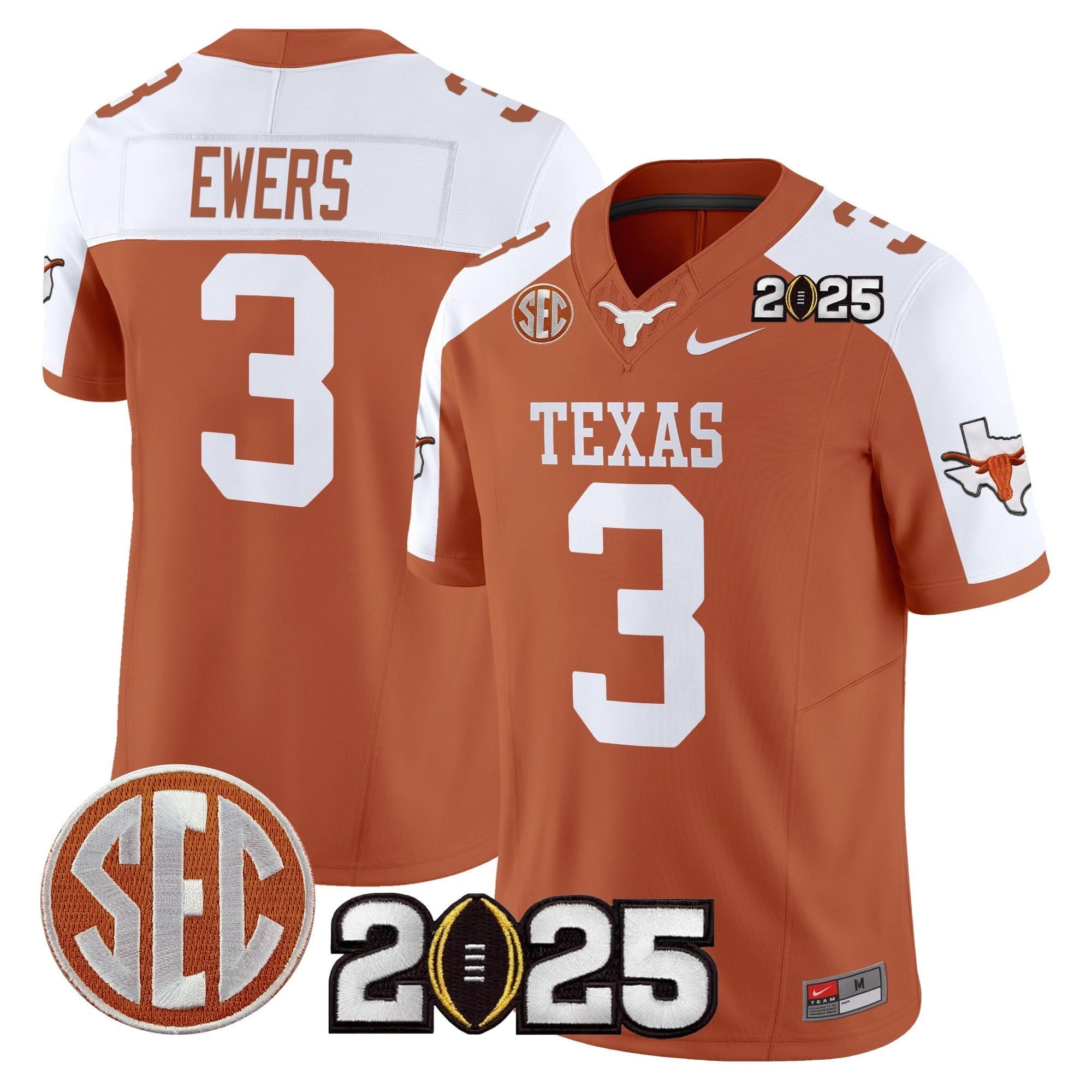Texas Longhorns 2025 CFP Final Patch Vapor Limited Jersey - All Stitched 2 Texas Longhorns 2025 CFP Final Patch Vapor Limited Jersey - All Stitched - Image 2