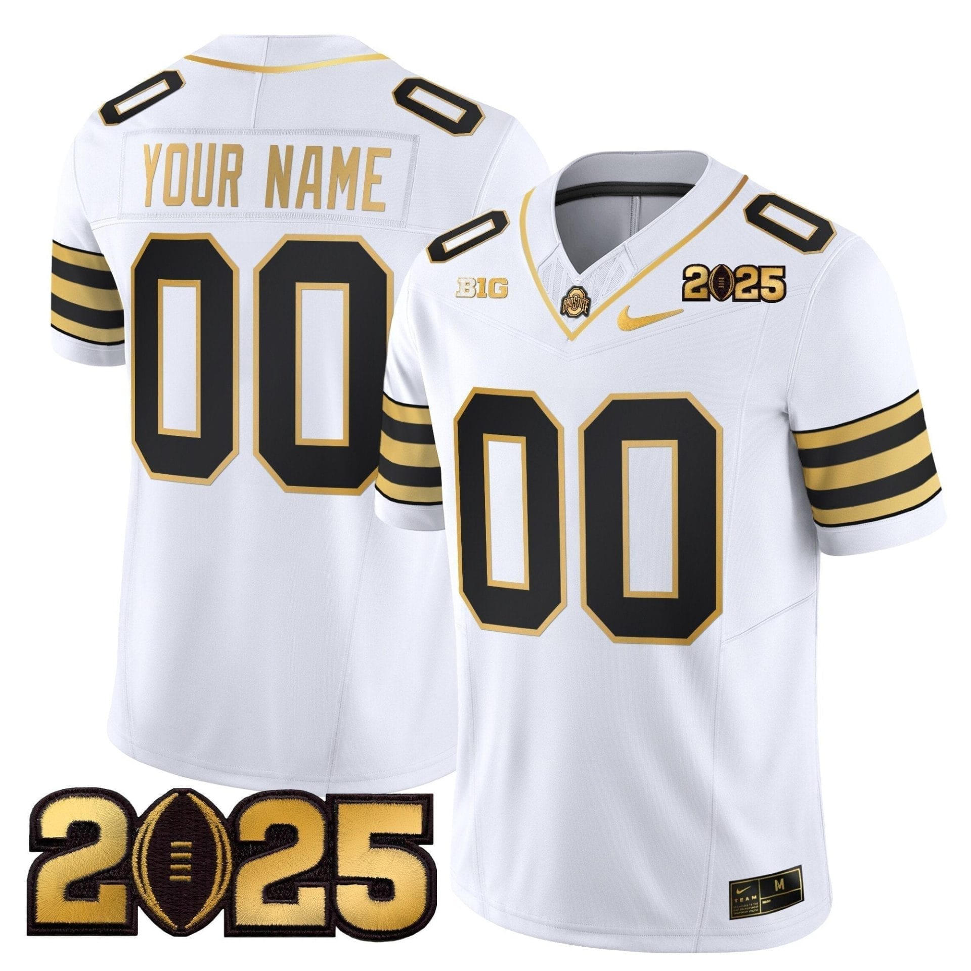 Custom Ohio State Buckeyes Jersey 'Heritage Stripe' CFP Final Patch Gold Vapor Limited - All Stitched 2 Custom Ohio State Buckeyes Jersey 'Heritage Stripe' CFP Final Patch Gold Vapor Limited - All Stitched - Image 2