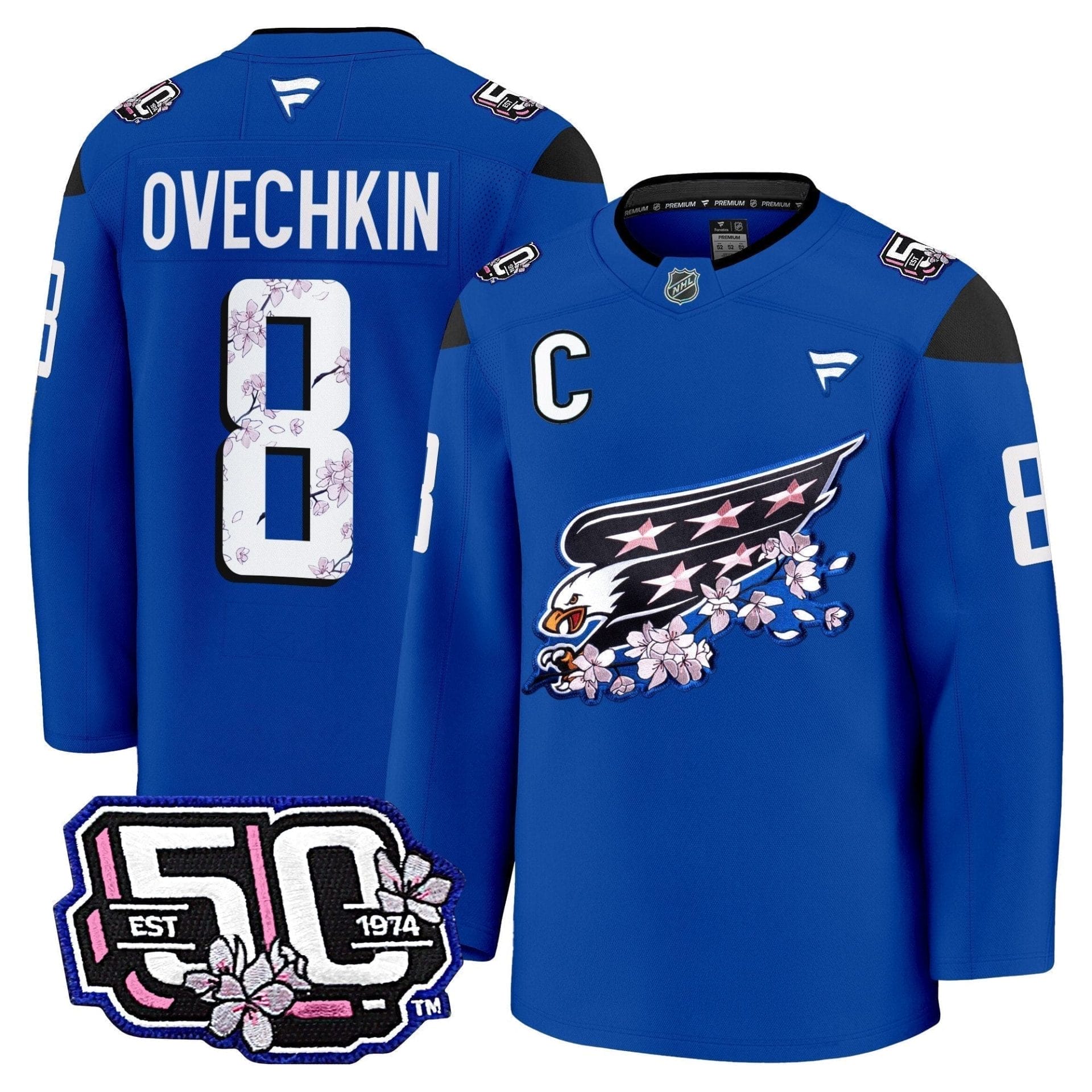 Men Washington Capitals 50th Anniversary Cherry Blossom Premium Jersey - All Stitched 23 Men Washington Capitals 50th Anniversary Cherry Blossom Premium Jersey - All Stitched - Image 23
