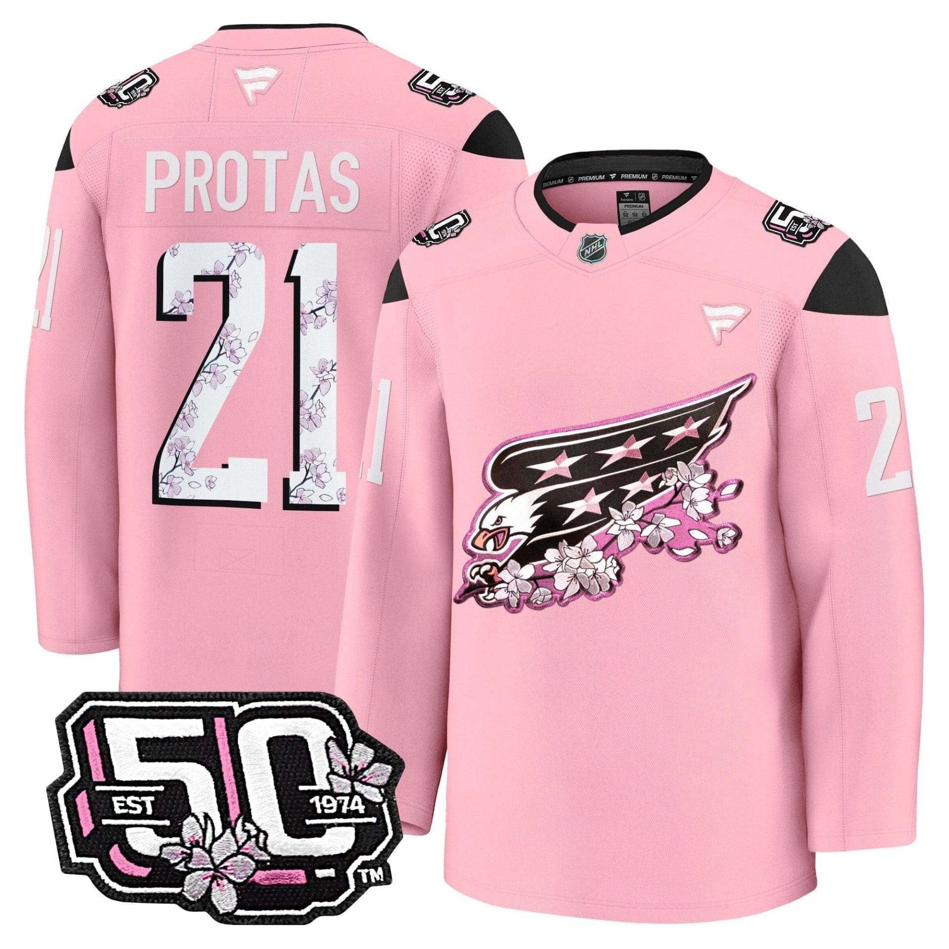 Men Washington Capitals 50th Anniversary Cherry Blossom Premium Jersey - All Stitched 18 Men Washington Capitals 50th Anniversary Cherry Blossom Premium Jersey - All Stitched - Image 18