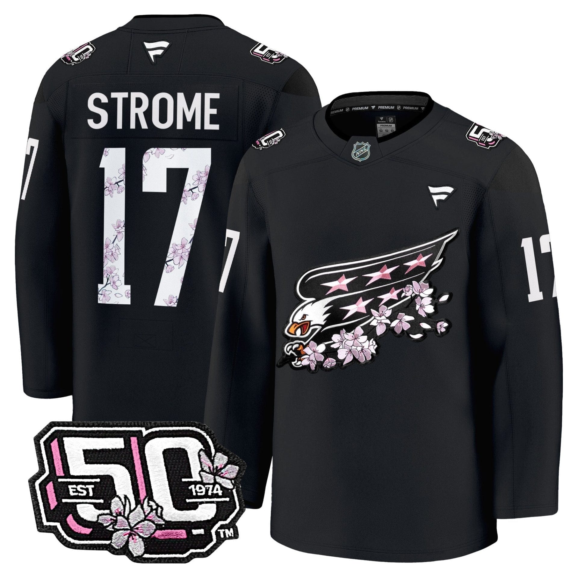 Men Washington Capitals 50th Anniversary Cherry Blossom Premium Jersey - All Stitched 2 Men Washington Capitals 50th Anniversary Cherry Blossom Premium Jersey - All Stitched - Image 2