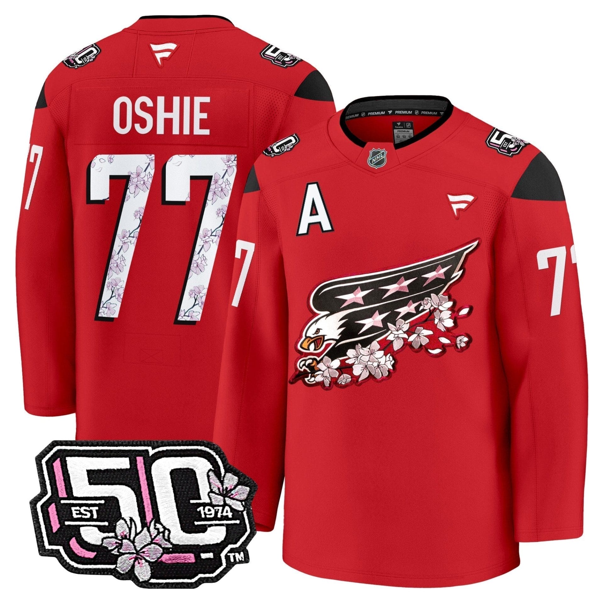 Men Washington Capitals 50th Anniversary Cherry Blossom Premium Jersey - All Stitched 14 Men Washington Capitals 50th Anniversary Cherry Blossom Premium Jersey - All Stitched - Image 14