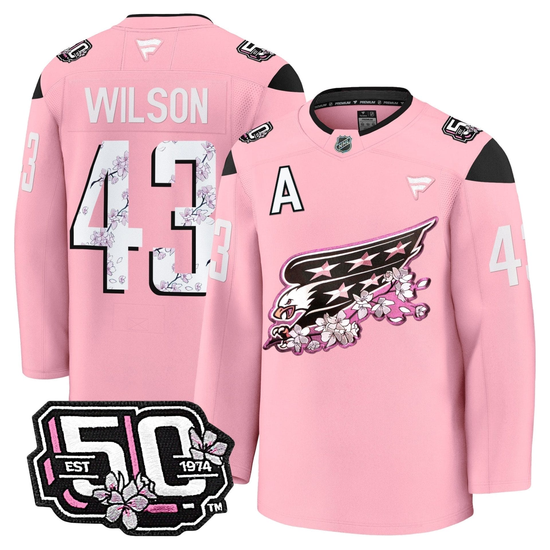 Men Washington Capitals 50th Anniversary Cherry Blossom Premium Jersey - All Stitched 19 Men Washington Capitals 50th Anniversary Cherry Blossom Premium Jersey - All Stitched - Image 19