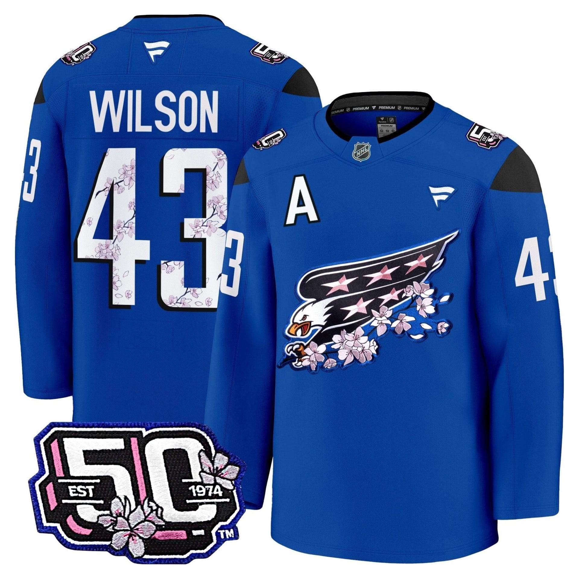 Men Washington Capitals 50th Anniversary Cherry Blossom Premium Jersey - All Stitched 34 Men Washington Capitals 50th Anniversary Cherry Blossom Premium Jersey - All Stitched - Image 34