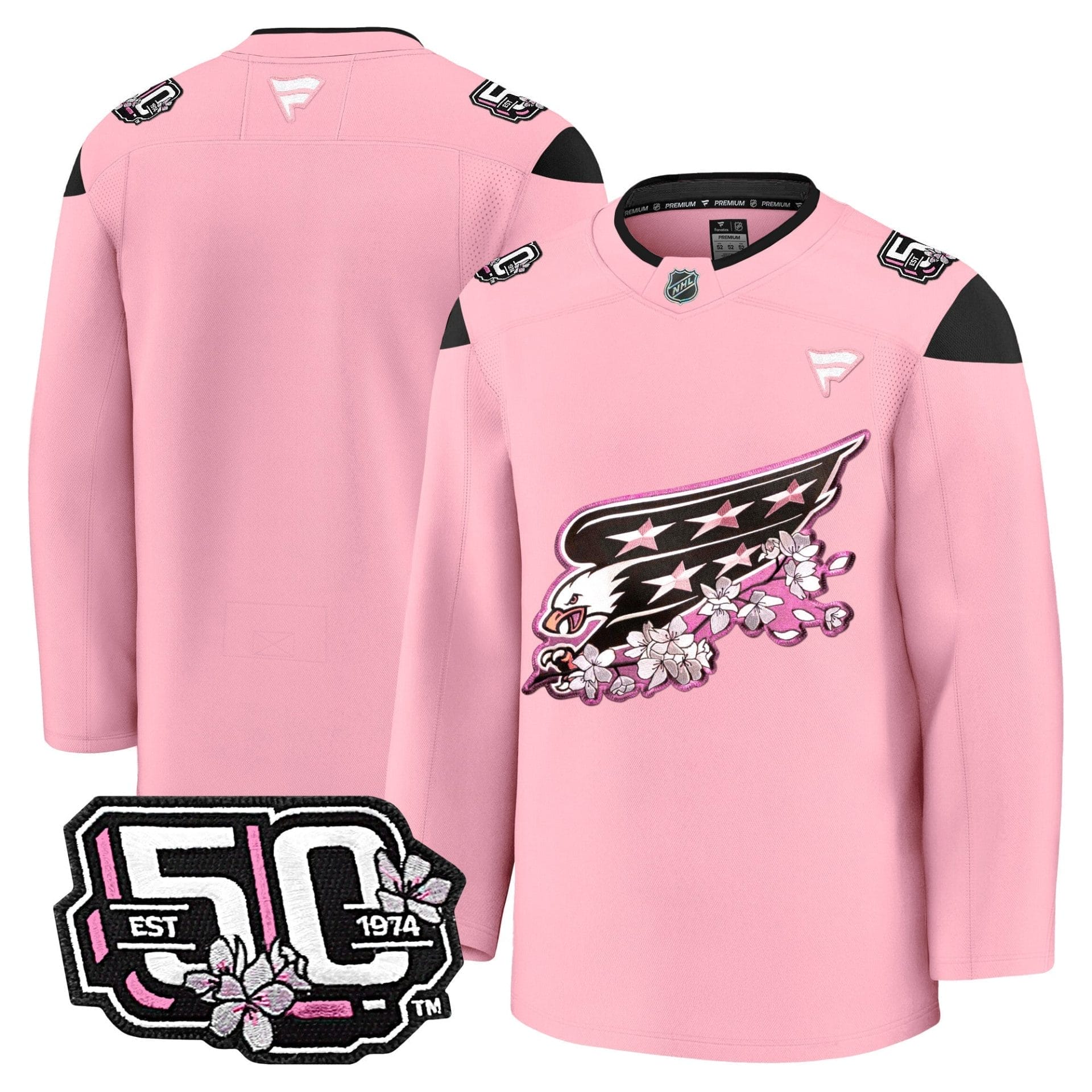 Men Washington Capitals 50th Anniversary Cherry Blossom Premium Jersey - All Stitched 21 Men Washington Capitals 50th Anniversary Cherry Blossom Premium Jersey - All Stitched - Image 21