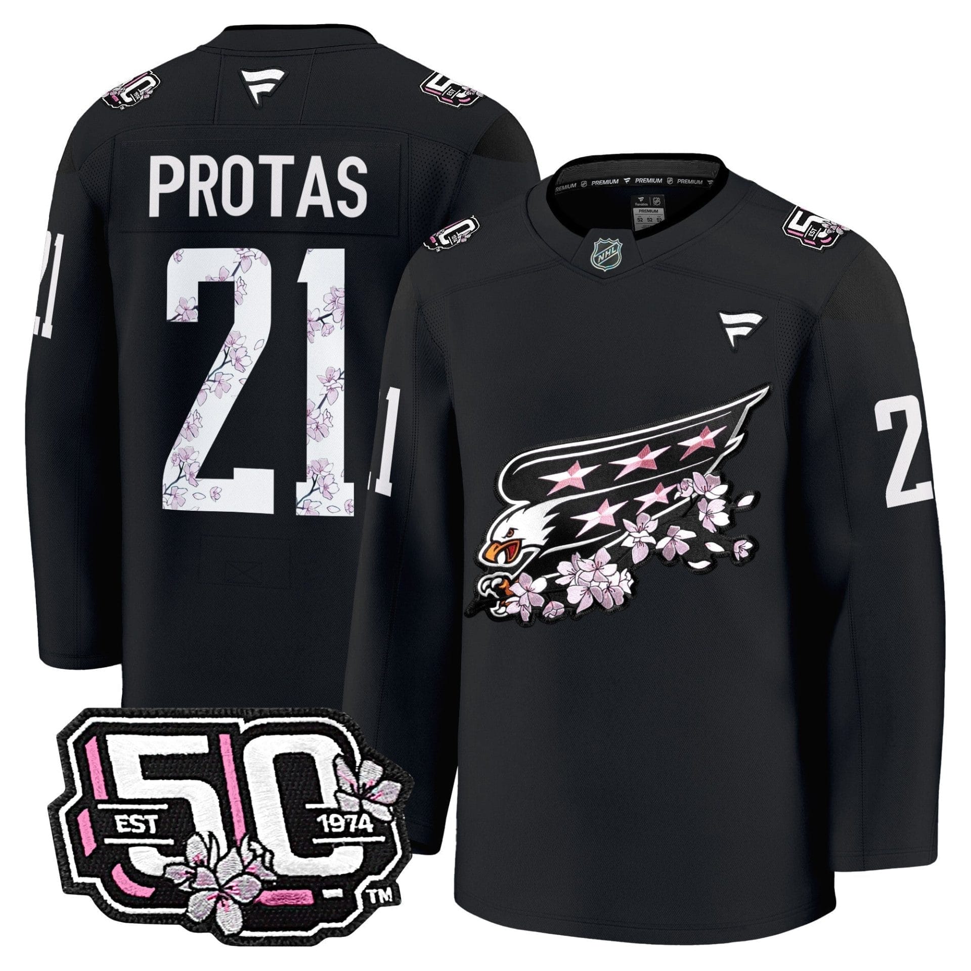 Men Washington Capitals 50th Anniversary Cherry Blossom Premium Jersey - All Stitched 4 Men Washington Capitals 50th Anniversary Cherry Blossom Premium Jersey - All Stitched - Image 4