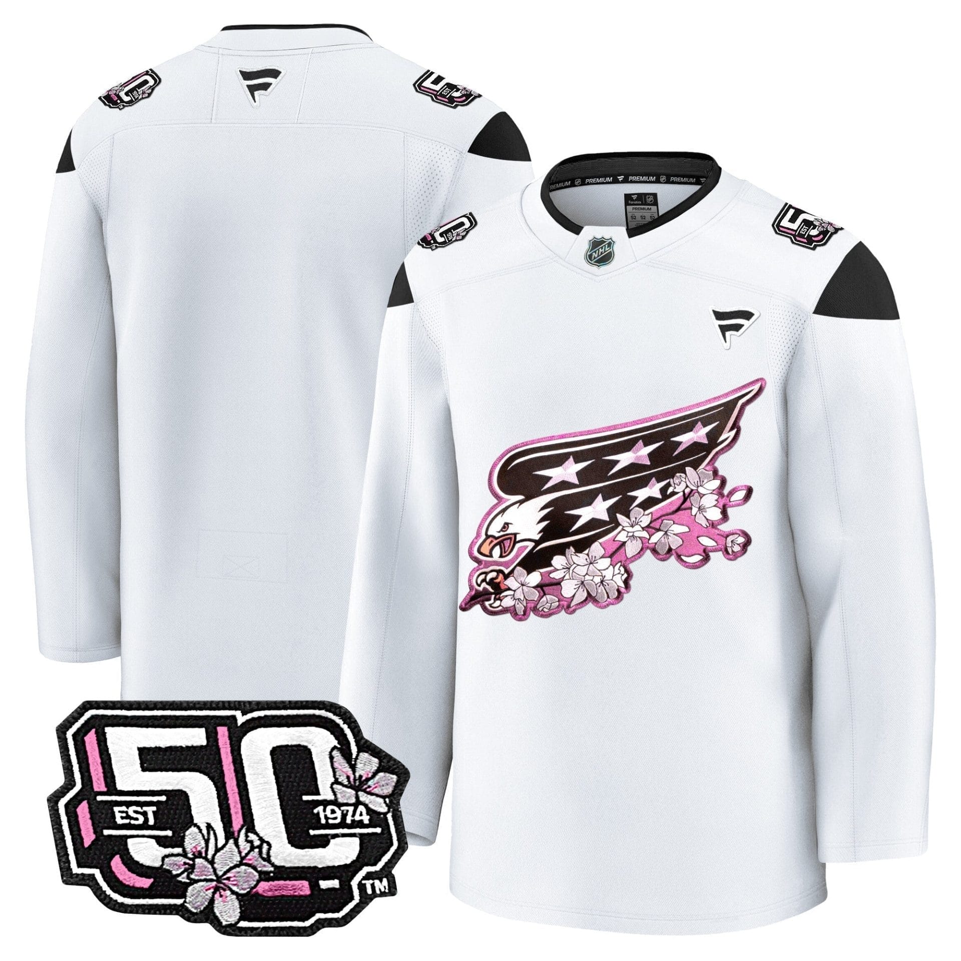 Men Washington Capitals 50th Anniversary Cherry Blossom Premium Jersey - All Stitched 29 Men Washington Capitals 50th Anniversary Cherry Blossom Premium Jersey - All Stitched - Image 29