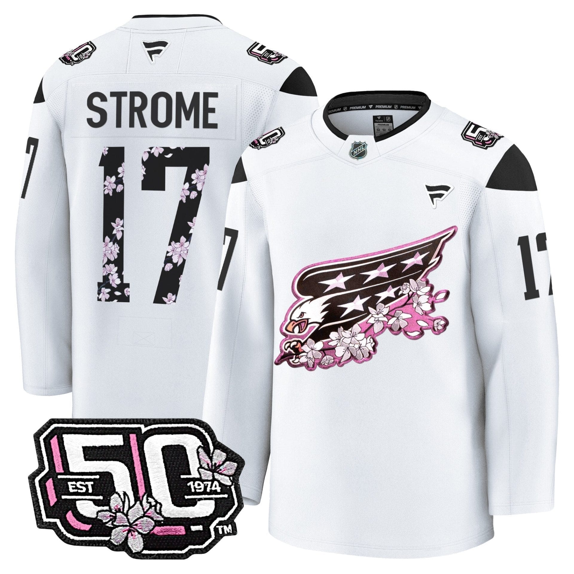 Men Washington Capitals 50th Anniversary Cherry Blossom Premium Jersey - All Stitched 24 Men Washington Capitals 50th Anniversary Cherry Blossom Premium Jersey - All Stitched - Image 24