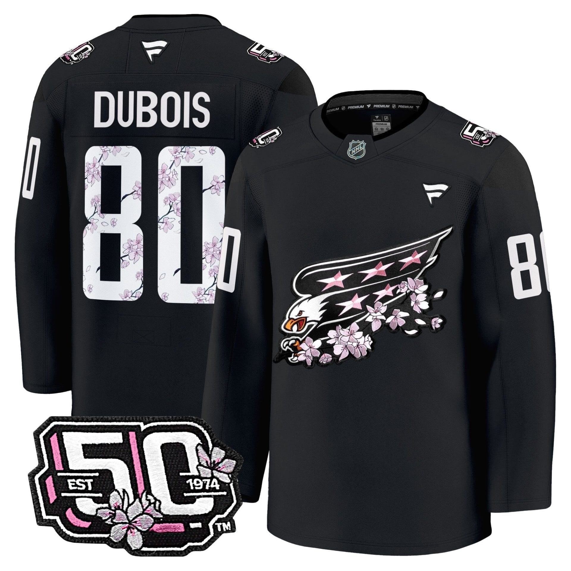 Men Washington Capitals 50th Anniversary Cherry Blossom Premium Jersey - All Stitched 3 Men Washington Capitals 50th Anniversary Cherry Blossom Premium Jersey - All Stitched - Image 3