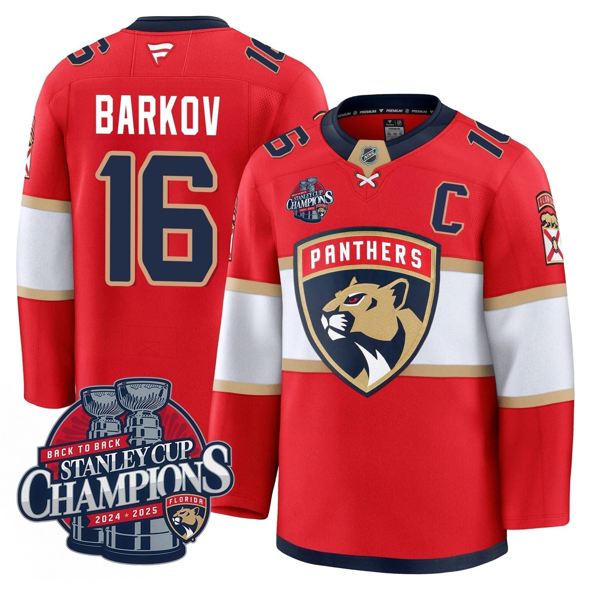Florida Panthers 2025 Stanley Cup B2B Champions Jersey N1 - All Stitched 3 Florida Panthers 2025 Stanley Cup B2B Champions Jersey N1 - All Stitched - Image 3