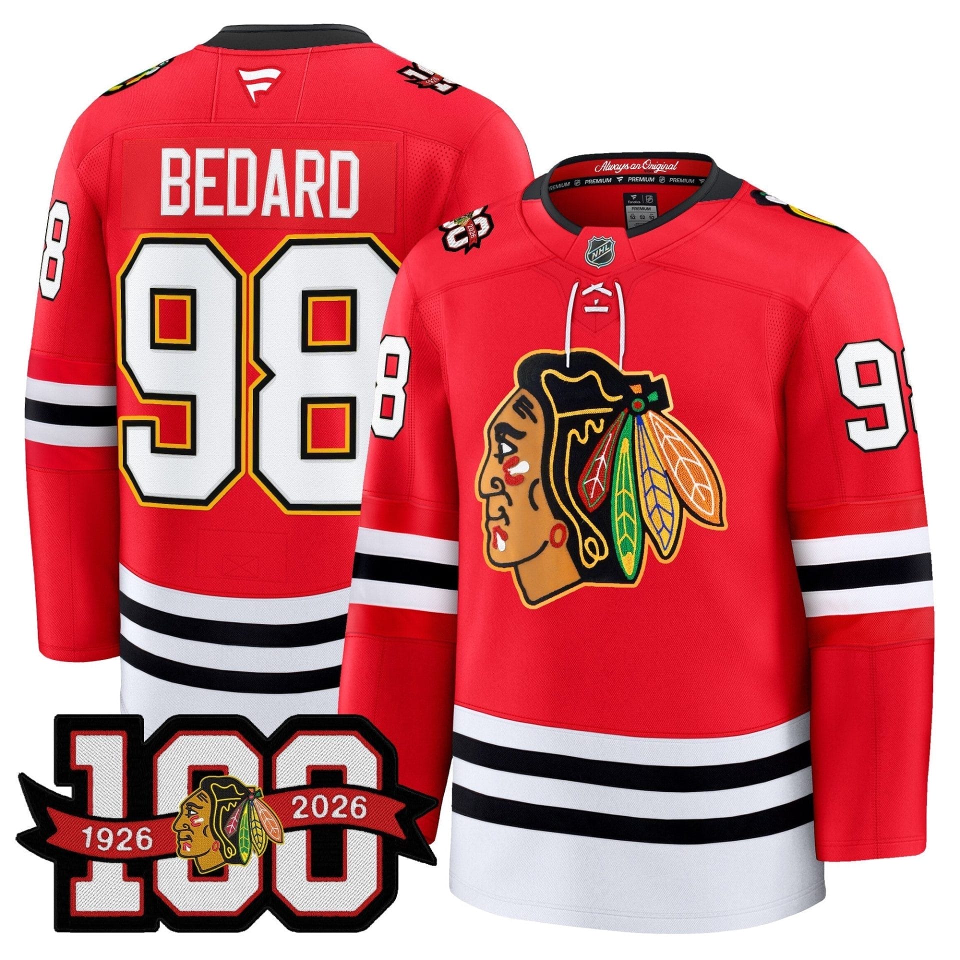 Chicago Blackhawks 100th Anniversary Premium Jersey - All Stitched 1 Chicago Blackhawks 100th Anniversary Premium Jersey - All Stitched
