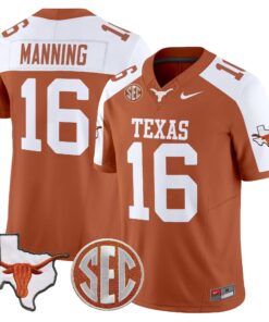 Texas Longhorns 2025 State Map & SEC Patch Vapor Limited Jersey - All Stitched 43 1753676011892