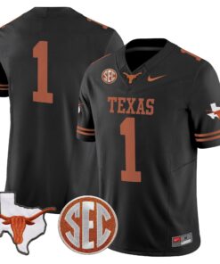 Alternative view of Texas Longhorns 2025 State Map & SEC Patch Vapor Limited Jersey - All Stitched