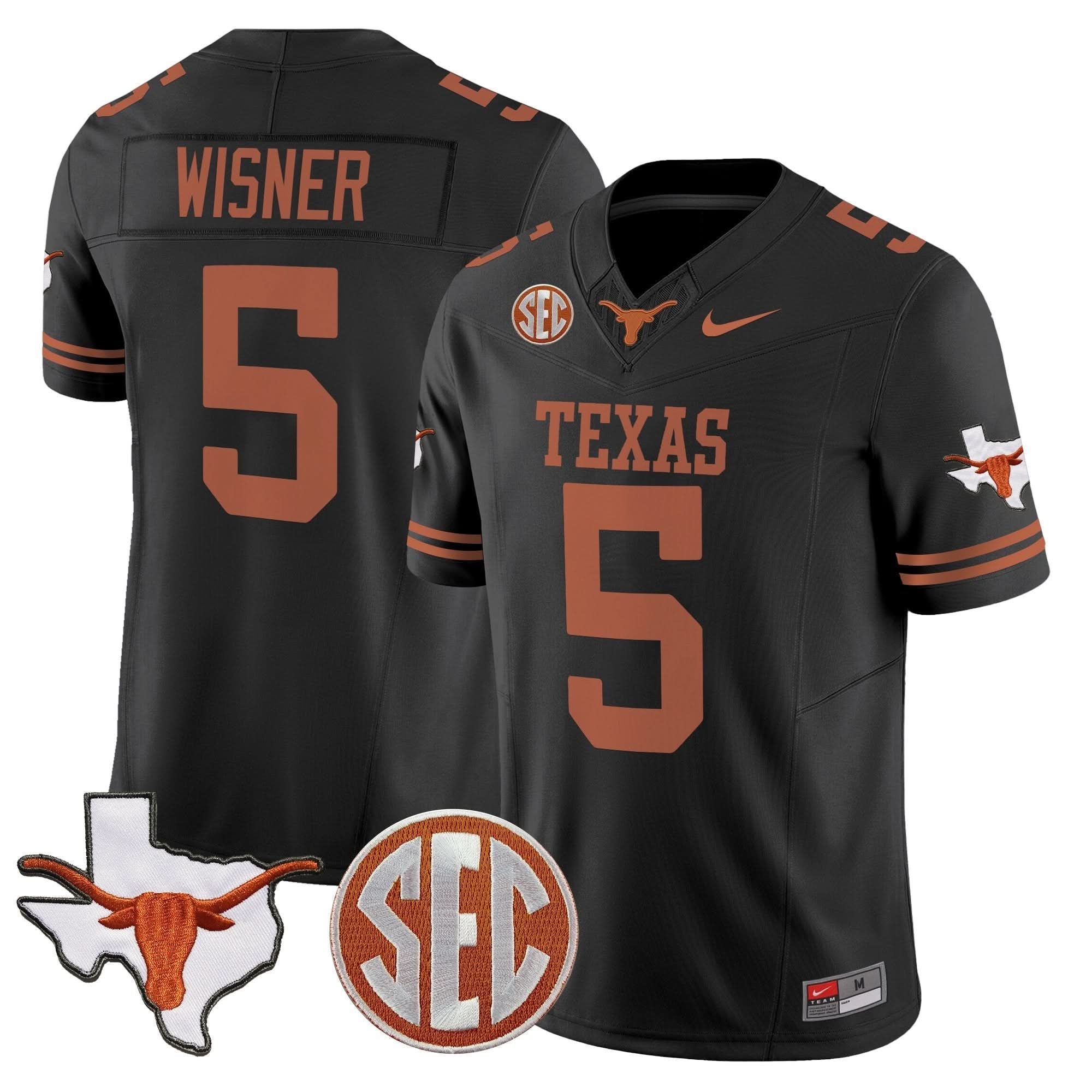 Texas Longhorns 2025 State Map & SEC Patch Vapor Limited Jersey - All Stitched 36 Texas Longhorns 2025 State Map & SEC Patch Vapor Limited Jersey - All Stitched - Image 36