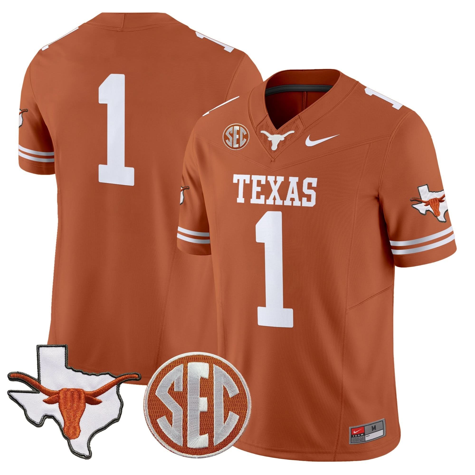 Texas Longhorns 2025 State Map & SEC Patch Vapor Limited Jersey - All Stitched 11 Texas Longhorns 2025 State Map & SEC Patch Vapor Limited Jersey - All Stitched - Image 11