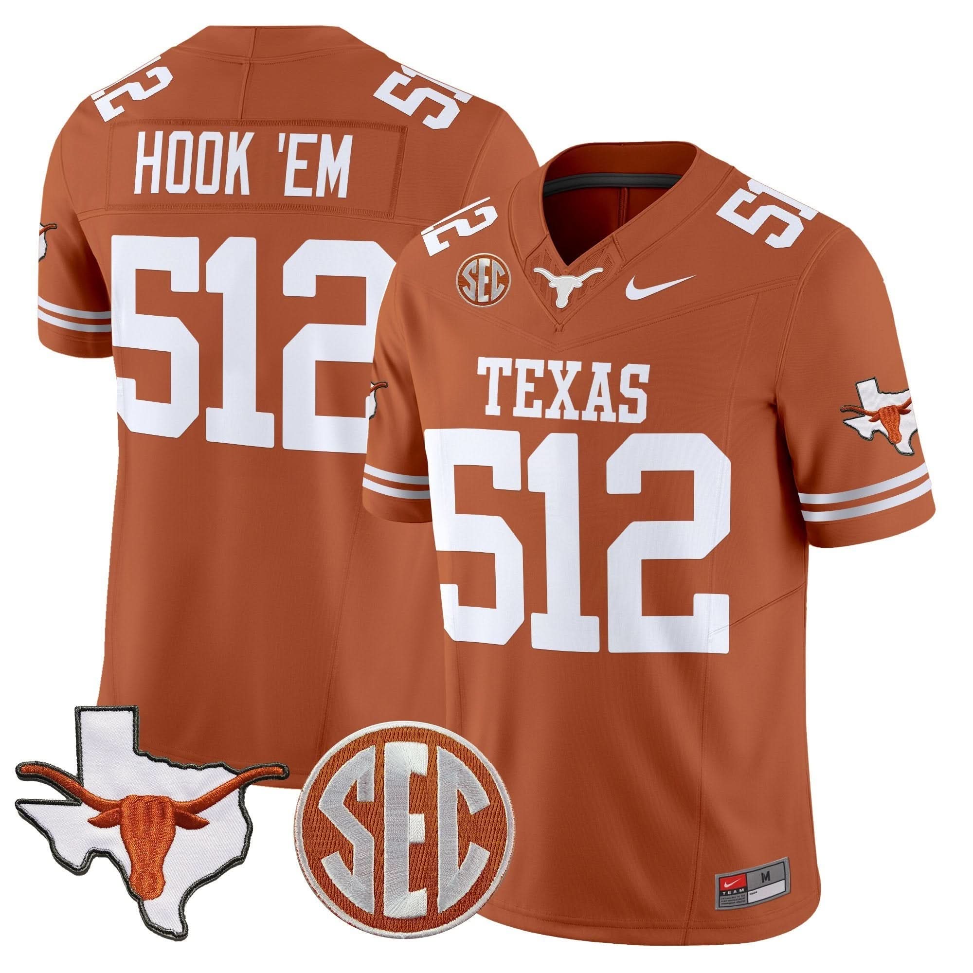 Texas Longhorns 2025 State Map & SEC Patch Vapor Limited Jersey - All Stitched 3 Texas Longhorns 2025 State Map & SEC Patch Vapor Limited Jersey - All Stitched - Image 3