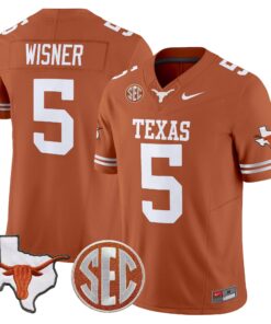 Texas Longhorns 2025 State Map & SEC Patch Vapor Limited Jersey - All Stitched 44 1753676050154